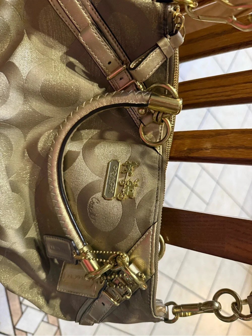 Coach Gold-Tone Signature Shoulder Bag